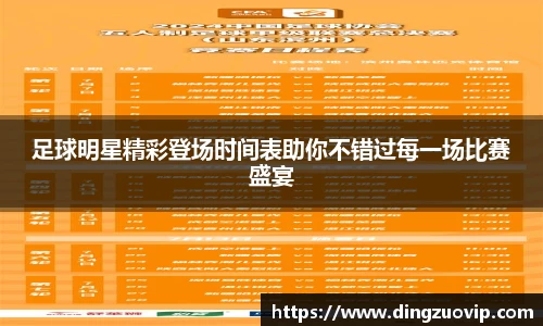 足球明星精彩登场时间表助你不错过每一场比赛盛宴